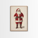 Cheerful Santa Clause Canvas Print - Framed Canvas - Minimalist Christmas Art - Boho Christmas Art - Rustic Christmas Art