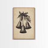 Christmas Bells Canvas Print - Framed Canvas - Minimalist Christmas Art - Boho Christmas Art - Rustic Christmas Art
