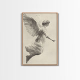 Christmas Angel Canvas Print - Framed Canvas - Minimalist Christmas Art - Boho Christmas Art - Rustic Christmas Art