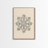 Sketch of a Snowflake Canvas Print - Framed Canvas - Minimalist Christmas Art - Boho Christmas Art - Rustic Christmas Art