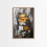 Stack Of Cheese Painting Print - Victorian Still Life Oil Painting of Cheese Rustic Farmhouse Kitchen Art - Kitchen Decor - Gift Idea For Chef