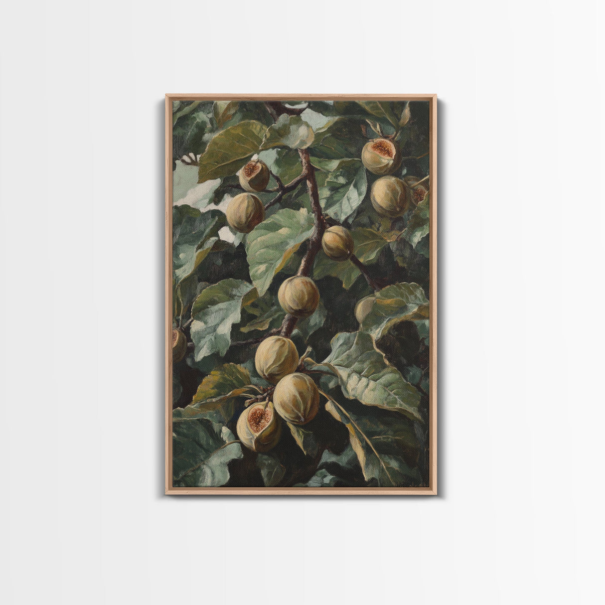 Fig Painting Print - Framed Canvas - Fig Oil Painting, Fig Painting, Kitchen Decor, Rustic Farmhouse, Minimalist Home Decor
