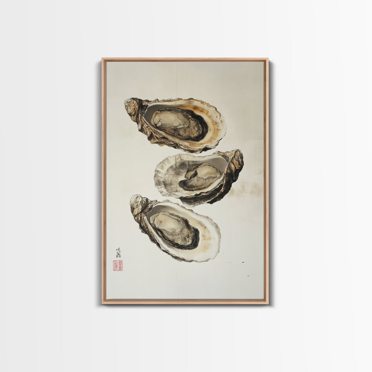 Wabi Sabi Oyster Pearl Watercolor Painting Print, Coastal Art, Gift For Her Or Him, Japanese style Artwork, Oyster Shell Painting, Oyster Art