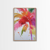 Retro Palm Tree Painting Print, Framed Canvas Print, Pop Art Palm Tree Painting Home Decor, 80s Style Synthwave Wall Art, Coastal Decor