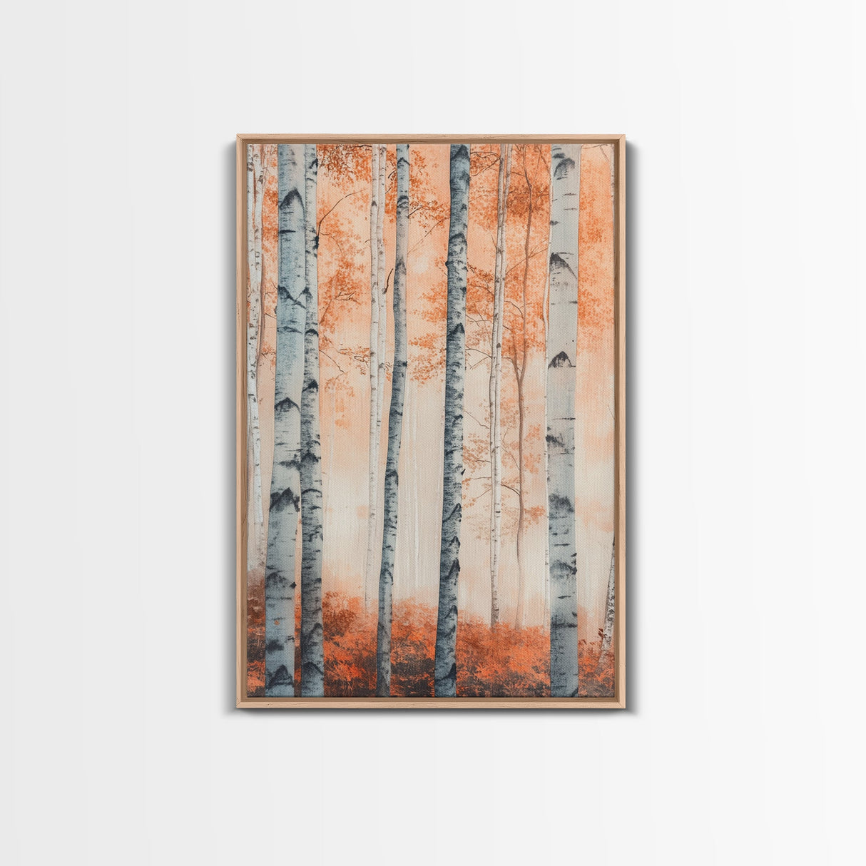 Original Birch Tree Forest Painting Print, Birch Tree Canvas Textured Wall Art Statement Living Room Wall Art Decor Designer Art Custom Art