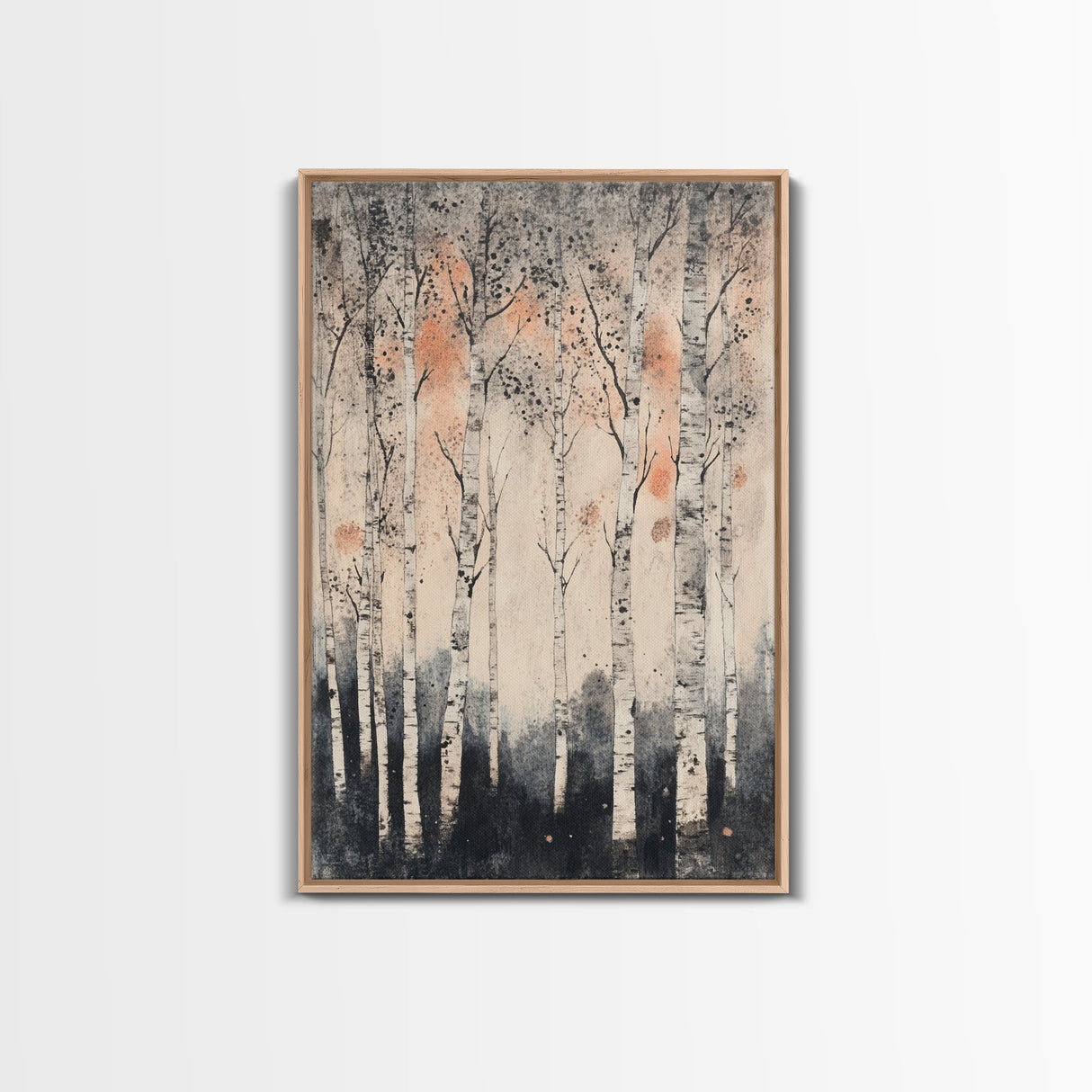 Framed Canvas Print Wall Art Print White Birch Tree Forest Landscape Art Print Minimalist Nature Wall Art Living Room Decor Birch Painting