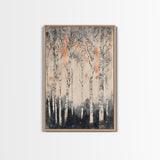 Framed Canvas Print Wall Art Print White Birch Tree Forest Landscape Art Print Minimalist Nature Wall Art Living Room Decor Birch Painting