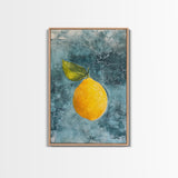 Vintage Lemon Still Life Painting Canvas Print, Framed Art Print Gallery Wall, Lemon Painting, Kitchen Art, Kitchen Food Wall Art