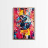 Graffiti Abstract Disco Ball Painting Print, Disco Ball Canvas Print, Rainbow Disco Ball, Pop Art Disco Ball Wall Art For Living Room
