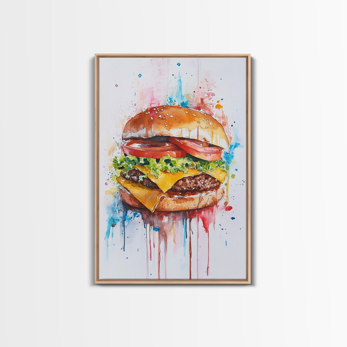Hamburger Painting Print, Kitchen Decor, Restaurant Decor, Dining Room Art, Restaurant Wall Art, Diner Wall Art, Restaurant Owner Gift Idea
