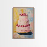 Large Original Birthday Cake Oil Painting Canvas Print, Abstract Wedding Cake, Wedding Decoration, Dessert Art, Kitchen Decor, Kitchen Art
