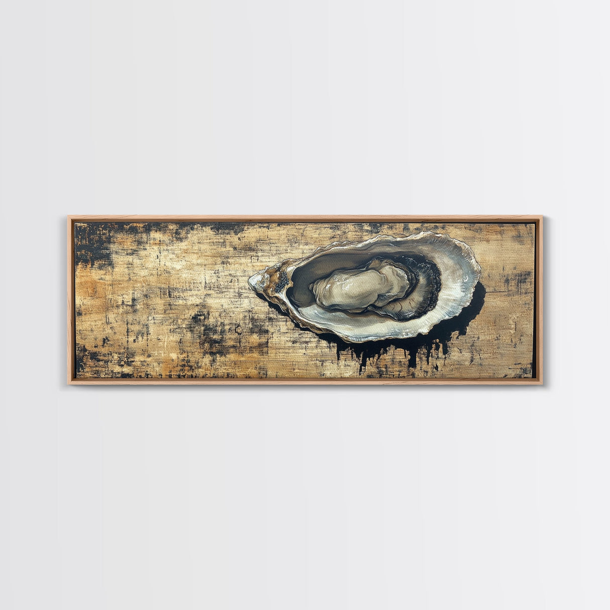 Extra Wide Panoramic Print of an Oyster, Wabi Sabi Minimalist Wall Art, Kitchen Home Decor, Kitchen Art, Wall Art for Dining Room