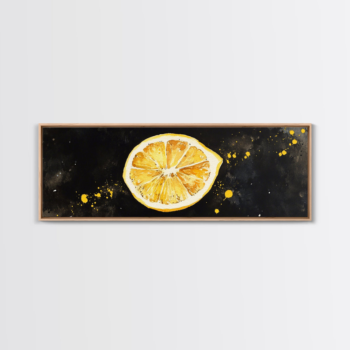 Panoramic Lemon painting Print, Food Kitchen Wall Art, Dining Room Decor, Horizontal Wall Art, Lemon Art, Lemon Home Decor, Kitchen Painting