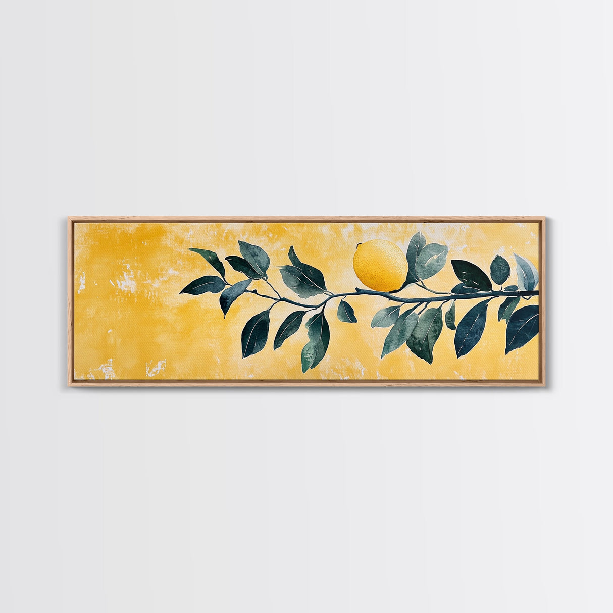 The Lemon Tree Framed Canvas Print, Horizontal Panoramic Wall Art, Kitchen Decor, Gift For Her, Lemon Tree Painting Wall Art