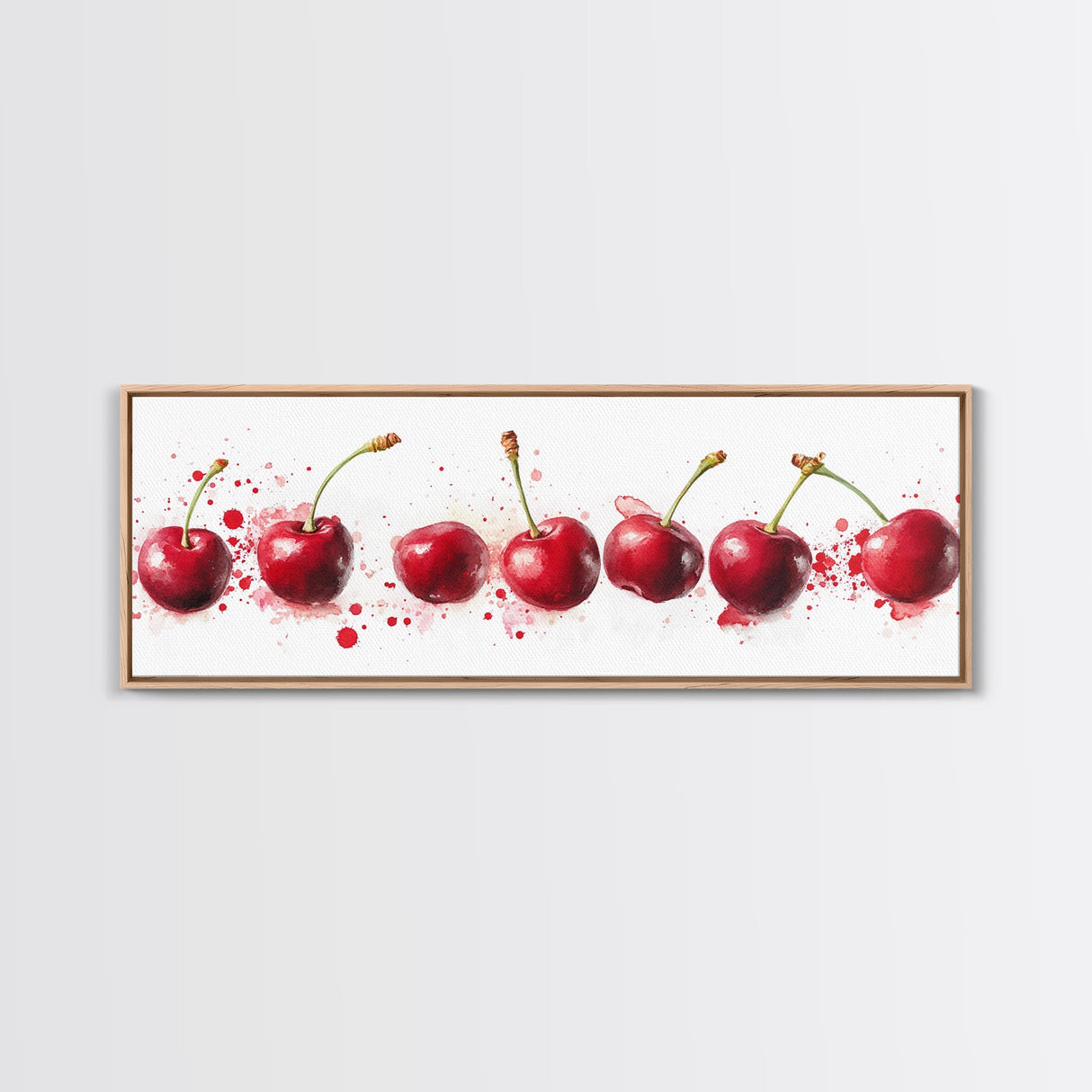 Original Cherry Painting Print - Panoramic Canvas Fruit Illustration - Home Decor For Kitchen - Framed Wall Art - Dining Room Decor