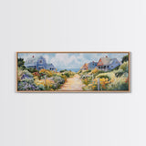 Panoramic Painting Print of Nantucket, Framed Canvas, Nautical Wall Art, Seascape landscape painting, Horizontal Nantucket Wall Art