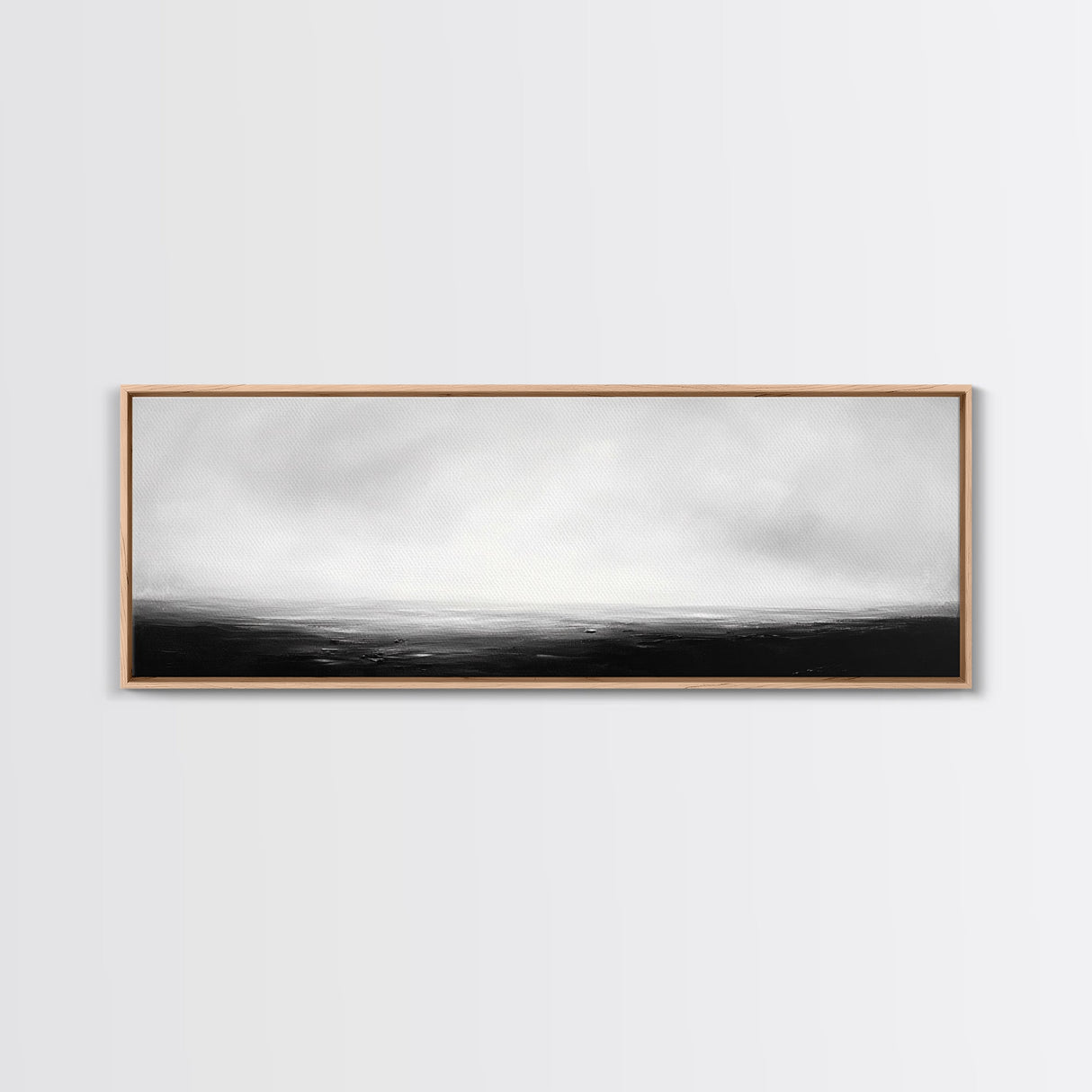 The Sea is Calm Panoramic Canvas Print, Seascape Painting, Black and White Nautical Art, Moody Decor, Muted Art, Subdued Art