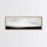 The Sea is Calm Panoramic Canvas Print, Seascape Painting, Black and White Nautical Art, Moody Decor, Muted Art, Subdued Art