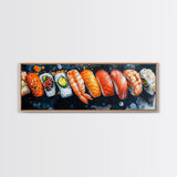 Wabi Sabi Sushing Painting Print, Panoramic Wall Art, Kitchen Decor, Restaurant Wall Art, Restaurant Decor, Sushi Art, Food Painting