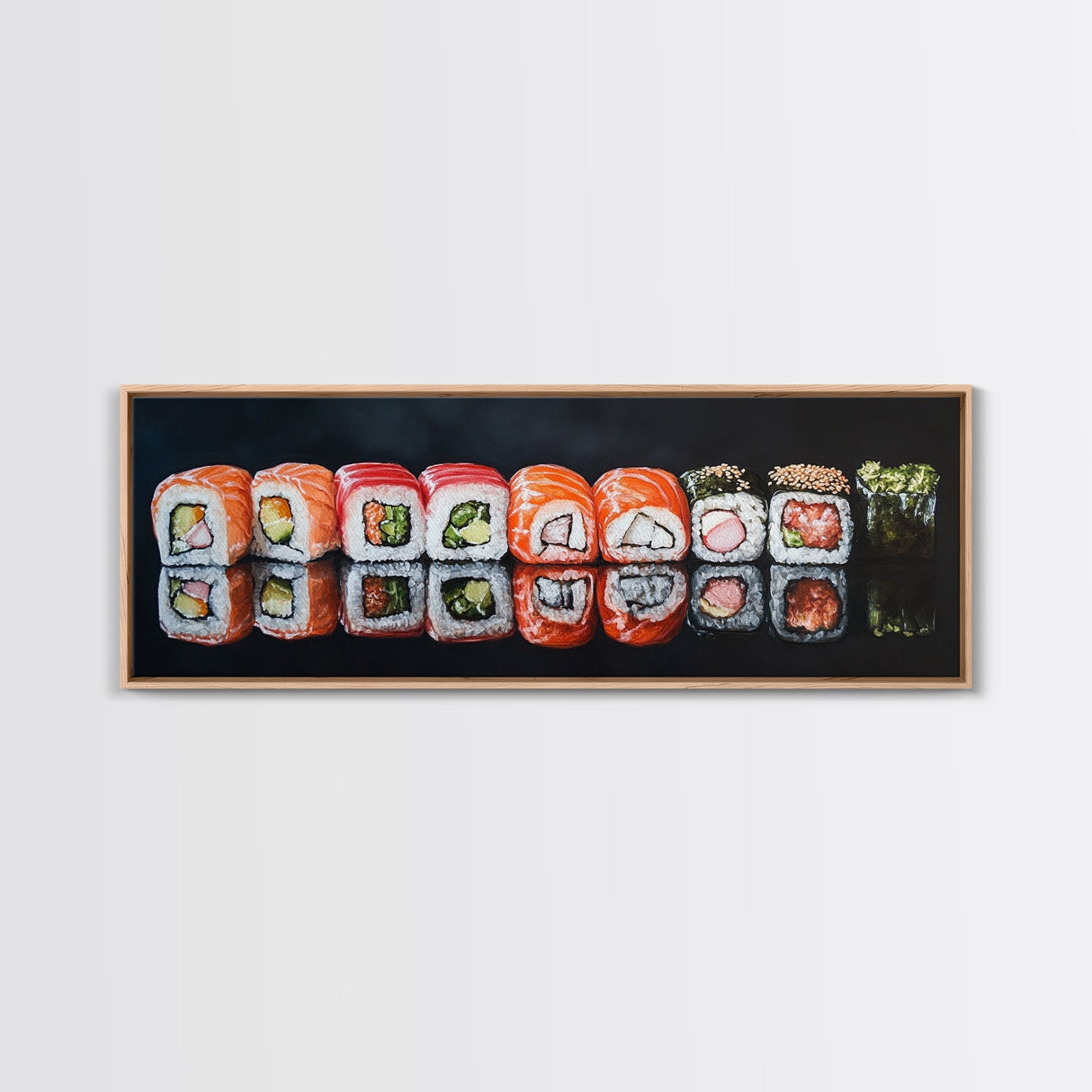 Panoramic Extra Wide Kitchen Wall Art, Sushi Painting Tuna Roll Painting, Modern Art for Kitchen, Kitchen Painting, Dining Room Decor