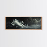 Goth Painting Print of a Swan, Framed Canvas Print, Dark Academia Wall Art, Goth Decor, Gothic Painting Wall Art