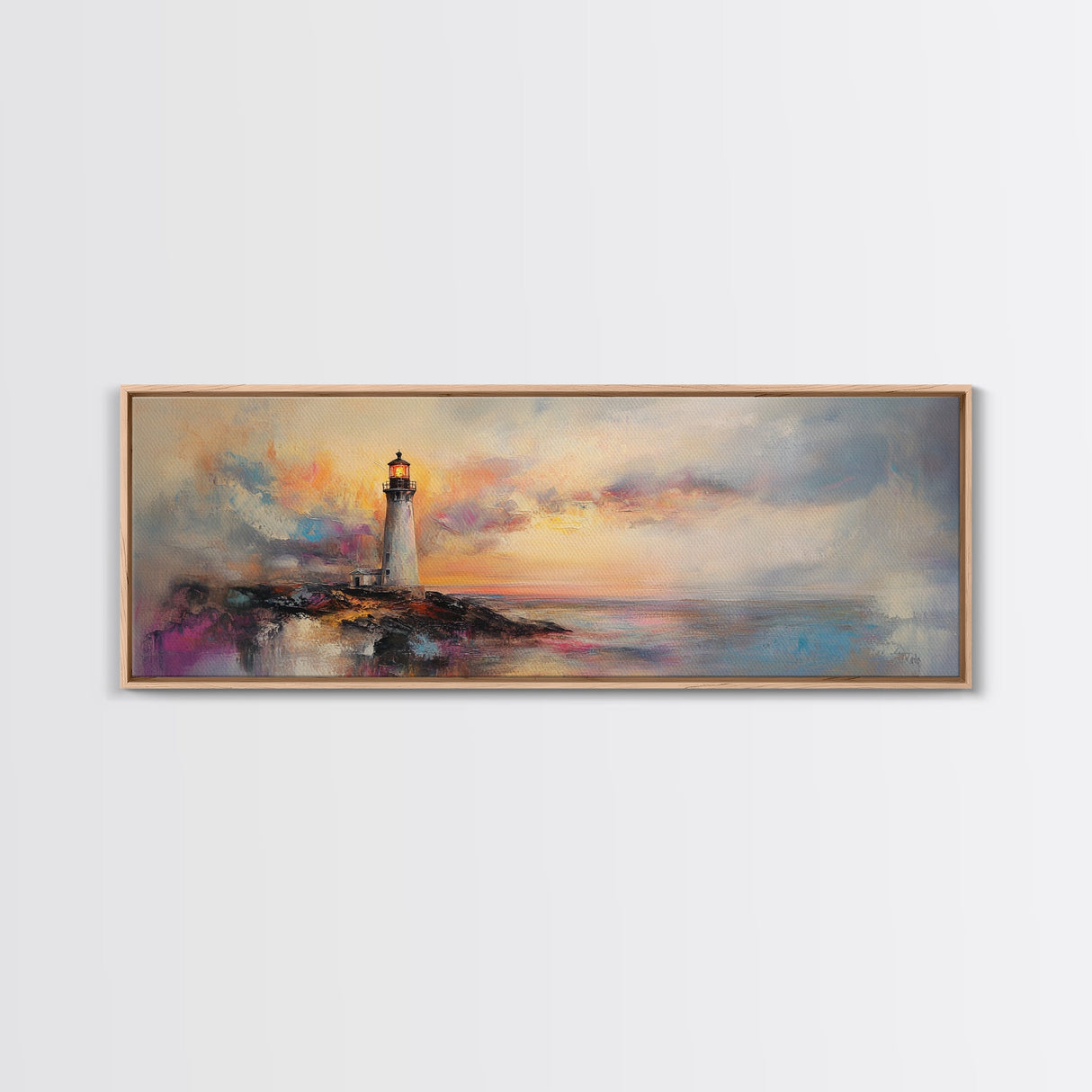 Lighthouse Painting Canvas Print, Lighthouse Art, Lighthouse Print, Lighthouse Gifts, Lighthouse Prints, Panoramic Art, Nautical Decor