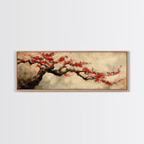 Panoramic Japanese Maple Tree Wall Art Canvas Print, Maple Tree Art, Fall Decor, Fall Wall Art, Wabi Sabi Japanese Style Maple Tree Painting