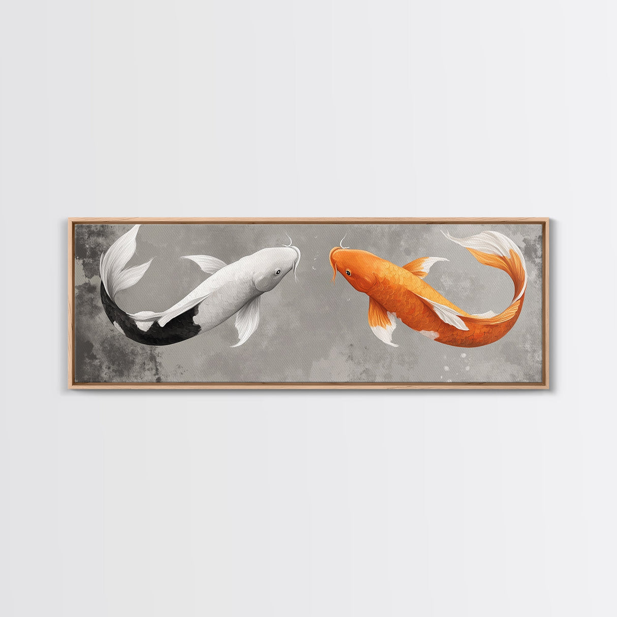 Koi Fish Painting Print, Panoramic Wabi Sabi Wall Art, Horizontal Art, 24x72 Art, Oversized Wide Wall Art, Koi Fish Wall Art