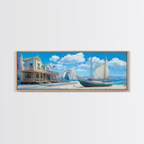 Panoramic Nautical Painting Print of Maine, Beach Art, Beach Decor, Seascapes Painting, Nautical Landscape Painting, Horizontal Art