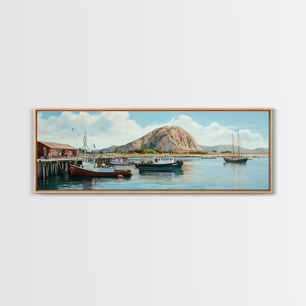 Morro Bay Panoramic Art, Nautical Landscape Painting, Canvas Print, Seascape Panoramic Painting, Seascape Landscape Wall Art Home Decor