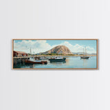 Morro Bay Panoramic Art, Nautical Landscape Painting, Canvas Print, Seascape Panoramic Painting, Seascape Landscape Wall Art Home Decor