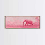 Preppy Pink Elephant Framed Canvas Print Ready To Hang Panoramic Wall Art Girl's Dorm Room Wall Art Ready To Hang