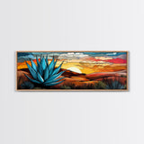 Mexicano Art - Blue Agave At Sunset - Framed Canvas Print - Agave Painting - Blue Agave - Chicano Wall Art - Mexican Art Agave Art