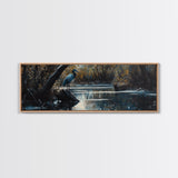 Blue Heron Wall Art, Framed Canvas Print, Nautical Home Decor, Blue Heron Painting, Panoramic Horizontal Wall Art