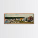 Panoramic Painting Print of Maine, Maine Wall Art, Beautiful Panoramic Seacape Painting, Nautical Landscape Painting