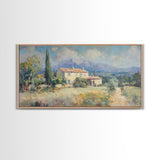 Whimsical Modern Art, Framed Canvas Print, Oil Painting of a Chalet, Kitsch Home Decor, Original Oil Painting, Victorian Painting