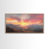 Sunset Over The Blue Ridge Mountains, Oil Painting Print, Framed Canvas Print, Landscapes of America Wall Art, American Landscape Painting
