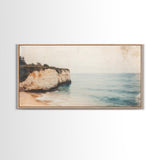 White Cliffs of Dover Framed Canvas Print, Oil Painting of England, England Original Painting, England Wall Art, England Themed Decor