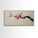 Retro Abstract Wall Art, Framed Canvas Print, Dead Branch Painting on a Black Background, Charcoal Sketch, Charcoal Painting Wall Art