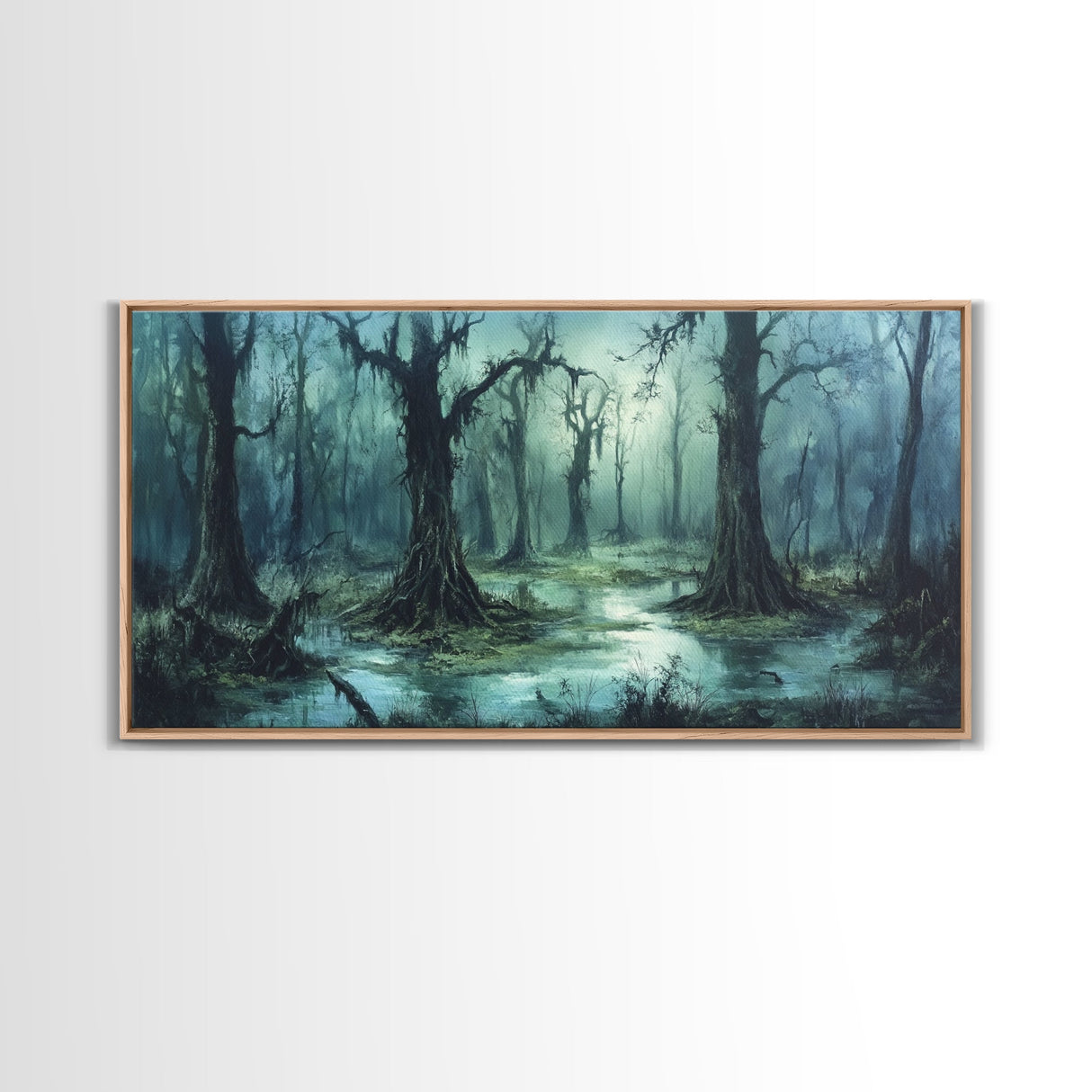 Victorian Swamp Painting Canvas print, Dark and Moody Victorian Gothic Wall Art, Mood Setting Living Room Wall Art, Dark Academia Art