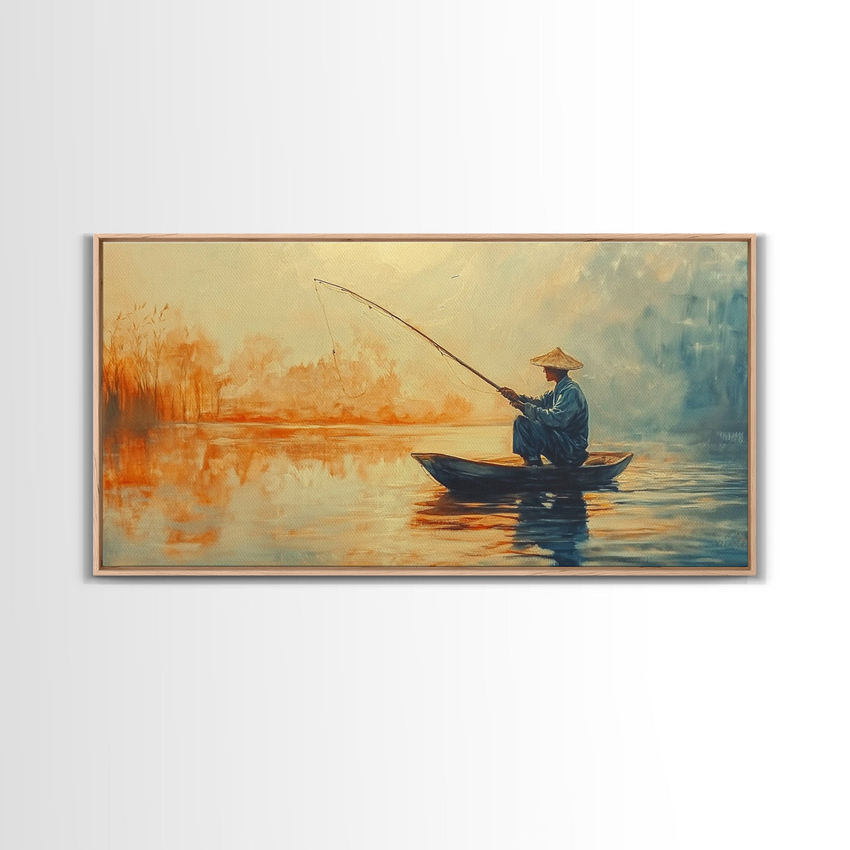 Wabi Sabi Fisherman Painting Print, Fishing Wall Art, Japanese Fisherman Watercolor Painting, Fishing Gift, Fisherman Gift IDea