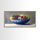 Still Life Oil Painting Print of Fruit in a Bowl, Framed Canvas Print, Victorian Oil Painting Still Life, Kitchen Wall Art, Kitchen Decor