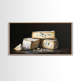 Still Life of Bleu Cheese - Frame Canvas Print - Kitsch Home Decor - Eclectic Kitchen Wall Art - Funny Kitchen Art - Cheese Painting - Cheese Art