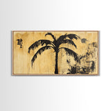 Palm Tree Abstract Painting Print, Coastal Decor, Framed Canvas Ready To Hang, Nautical Painting, Coastal Home Decor, Living Room Palm Tree Art