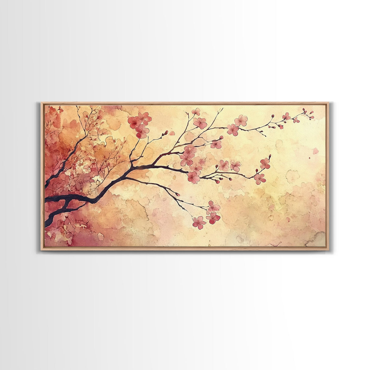 Original Floral Exquisite Canvas Wall Art, Cherry Blossoms, Wabi Sabi Decor, Boho Home Decor, Boho painting, Original Painting Print