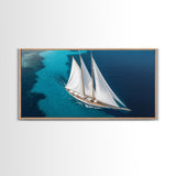 Nautical Decor Framed Canvas Print, Sailboat Painting Print, Sailboat Wall Art, Sailing Gift, Beautiful Sailboat Decor, Nautical Art