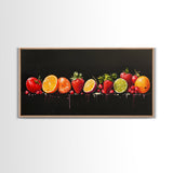 Funky Fruit Painting Print, Framed Canvas Art, Fruit Painting Rustic Large Farmhouse Kitchen Wall Art Vintage Fruit Wall Art For Kitchen