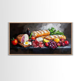 Kitchen Wall Art, Painting of a Charcuterie Board, Kitchen Decor, Modern Art, Food Still Life, Food Oil Painting, Kitchen Painting