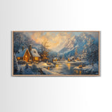 Christmas On The Lake, Christmas Canvas Print, Cabin Decor, Cabin Wall Art, Lake House Wall Art, Christmas home Decor, Christmas Village