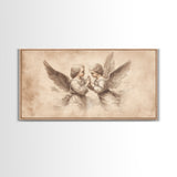 Guardian Angel Wall Art, Angel Painting Canvas Print, Angel Sketch, Angelic Home Decor, Christian Art, Christianity Home Decor